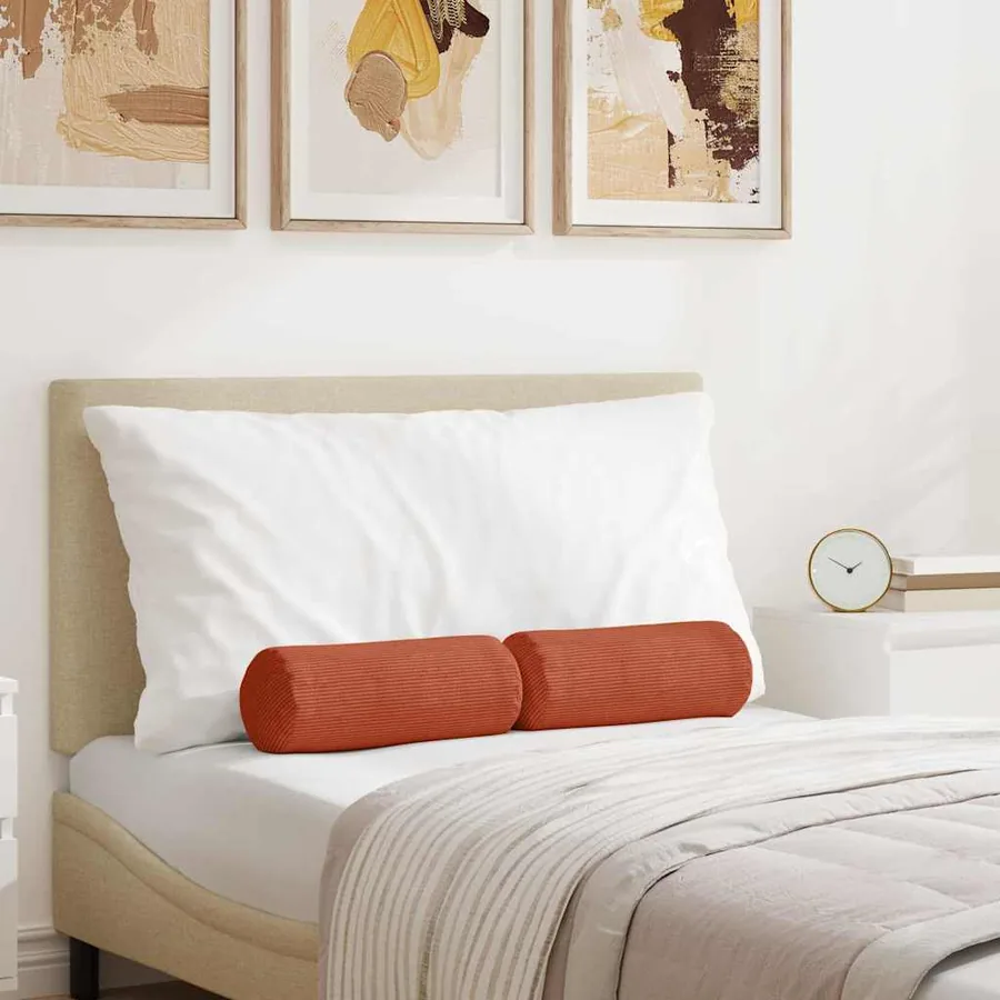 Coussins d'accent 2 pcs Rouge orange Ø 15 x 40 cm