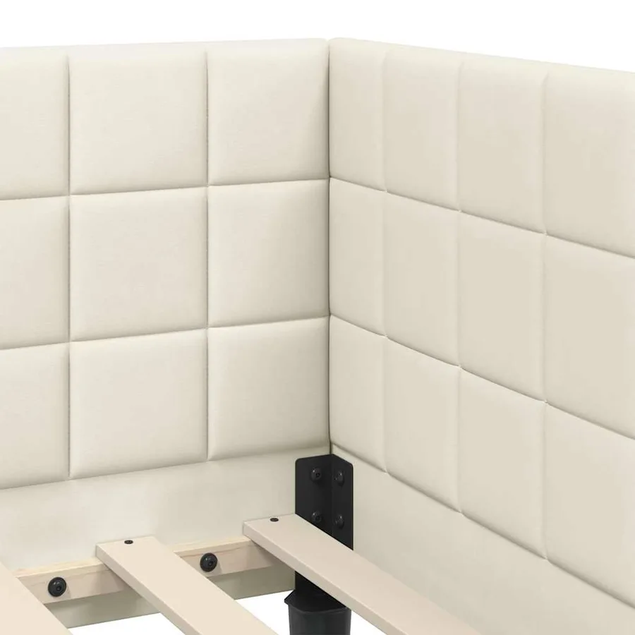 Cadre de lit d'angle avec matelas 2 pcs Crème Velours - 8