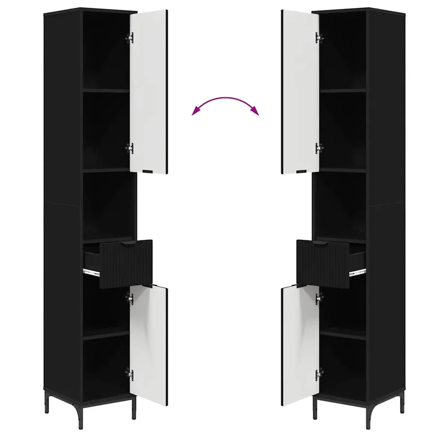 Cabinet de salle de bain Noir 31,5 x 33 x 190 cm - 12