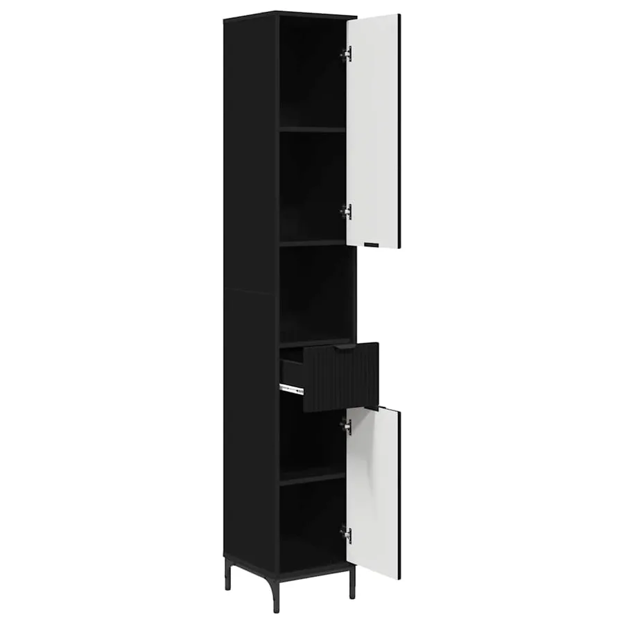 Cabinet de salle de bain Noir 31,5 x 33 x 190 cm - 5