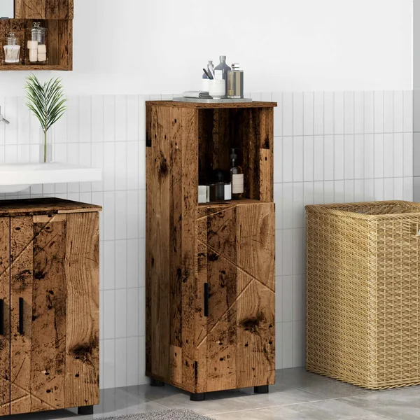 Cabinet de salle de bain avec porte Bois Ancien 30 x 35 x 95 cm