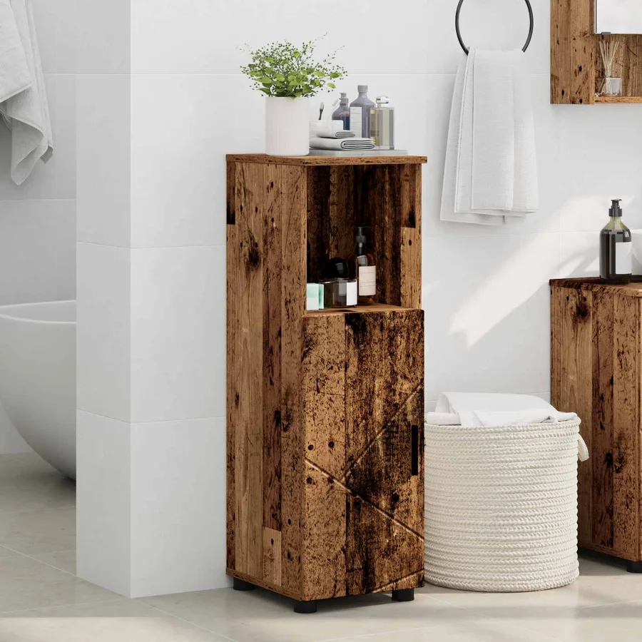 Cabinet de salle de bain avec porte Bois Ancien 30 x 35 x 95 cm - 4