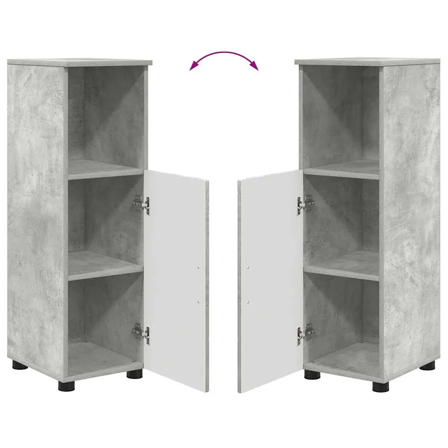 Cabinet de salle de bain avec porte Gris béton 30 x 35 x 95 cm - 12