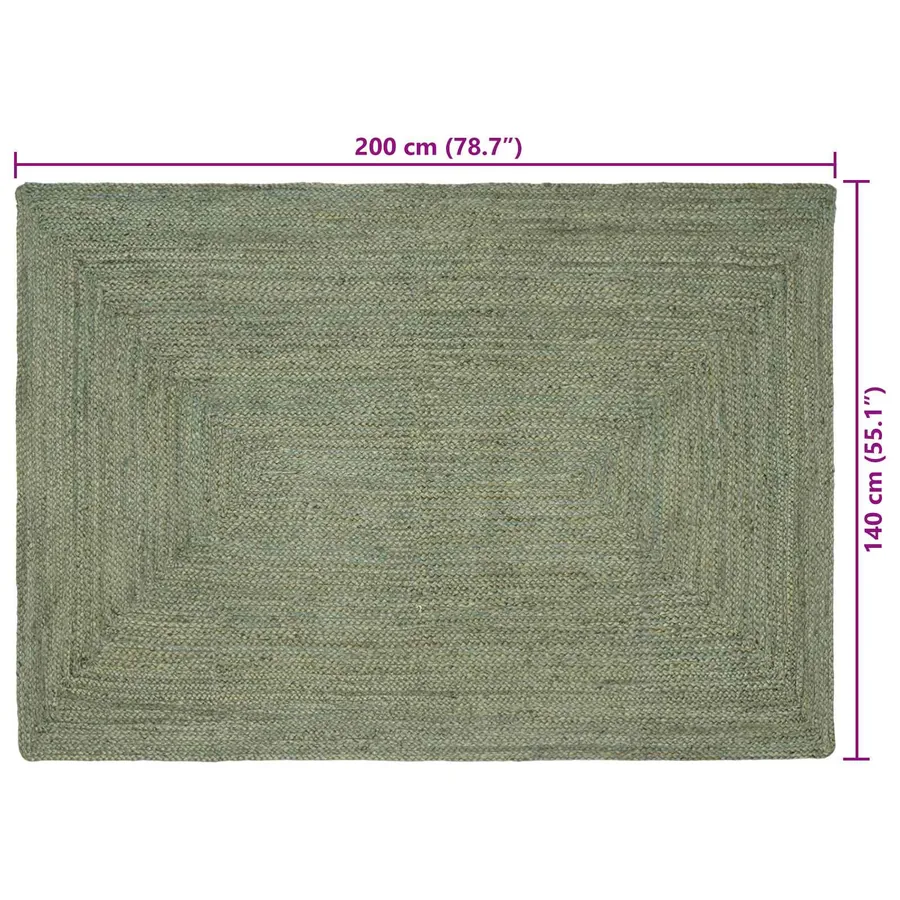 Tapis de surface Rectangulaire Vert olive 140 x 200 cm Jute - 7