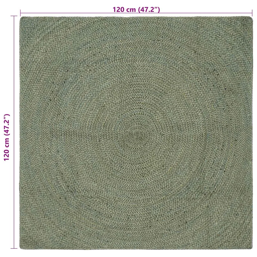 Tapis de surface Vert olive 120 x 120 cm Jute - 7