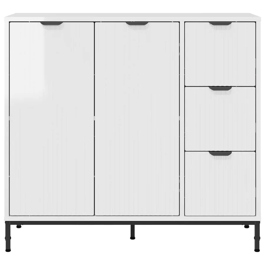 Buffet Blanc brillant 89,5 x 33 x 82 cm Bois d'ingénierie - 6