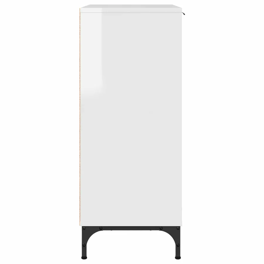 Buffet Blanc brillant 89,5 x 33 x 82 cm Bois d'ingénierie - 7