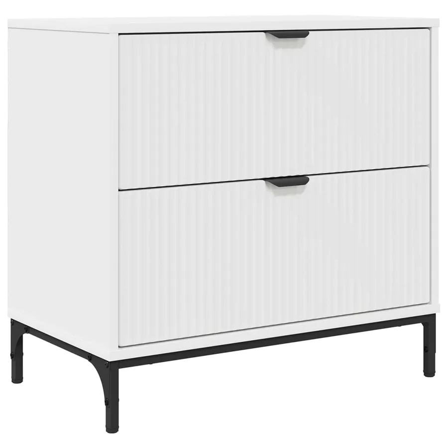 Table de chevet Blanc 63,5 x 36 x 61 cm Bois d'ingénierie - 2