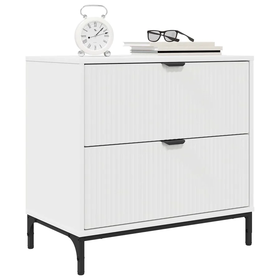 Table de chevet Blanc 63,5 x 36 x 61 cm Bois d'ingénierie - 3