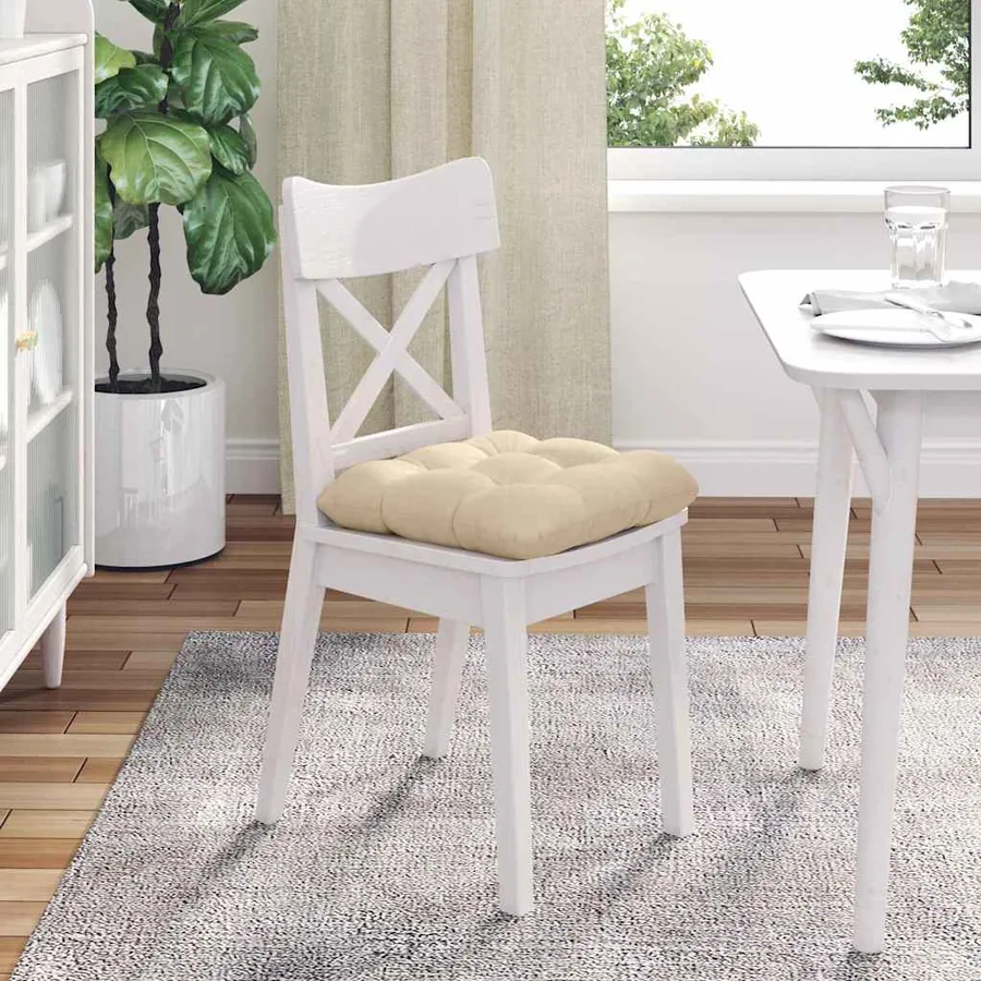 Coussins de siège 4 pcs Crème 45 x 45 cm Tissu en microfibre - 4