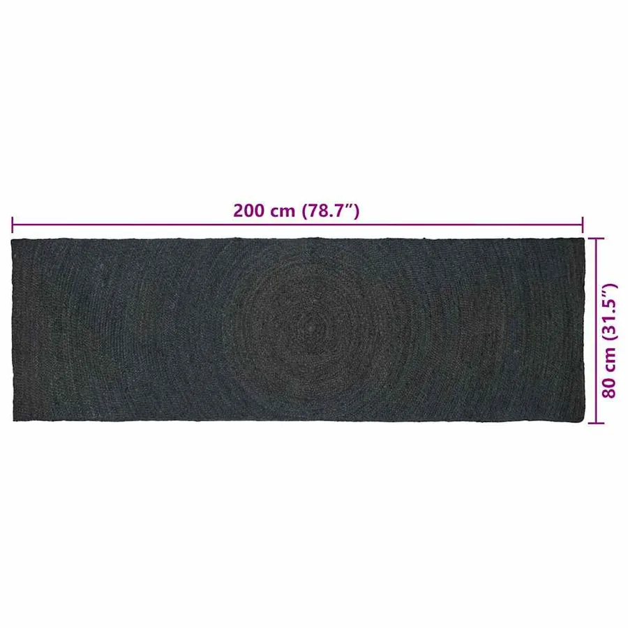 Tapis de surface Gris foncé 80 x 200 cm Jute - 9