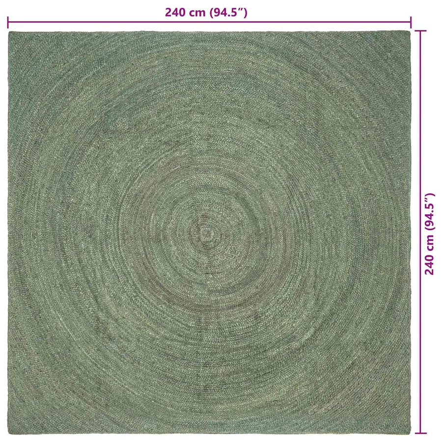 Tapis de surface Vert olive 240 x 240 cm Jute - 7