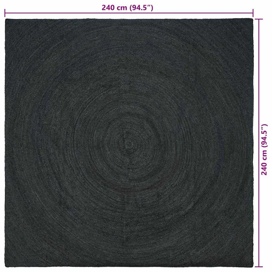 Tapis de surface Gris foncé 240 x 240 cm Jute - 9