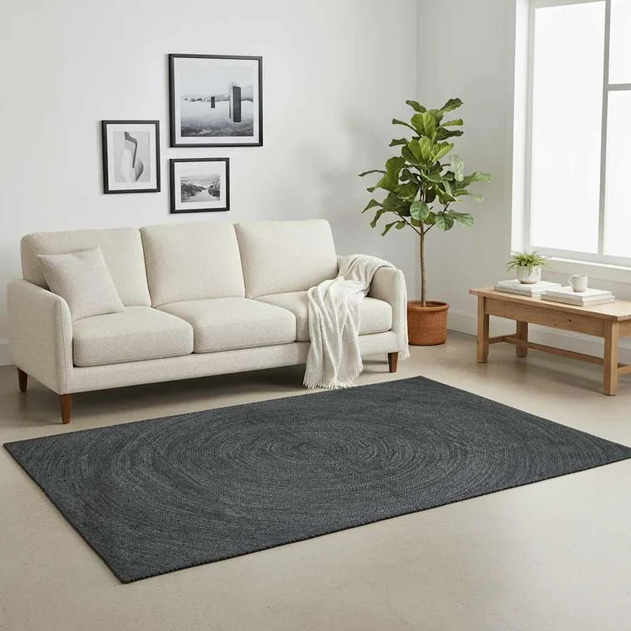 Tapis de surface Gris foncé 120 x 120 cm Jute - 2