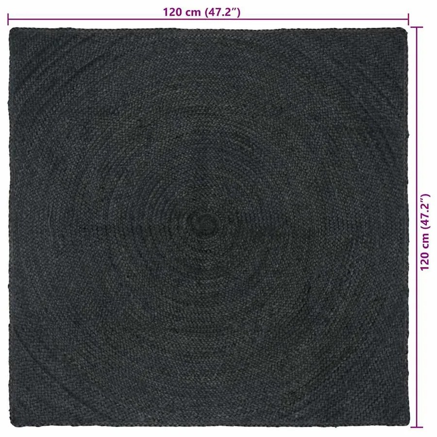 Tapis de surface Gris foncé 120 x 120 cm Jute - 9