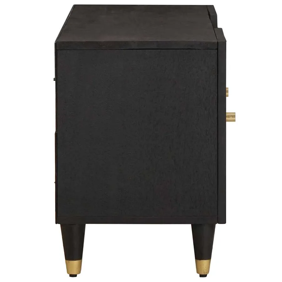 Meuble TV Noir 105 x 33 x 46 cm Bois de mangue massif - 4