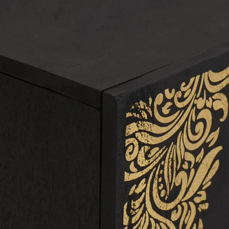 Meuble TV Noir 105 x 33 x 46 cm Bois de mangue massif - 6