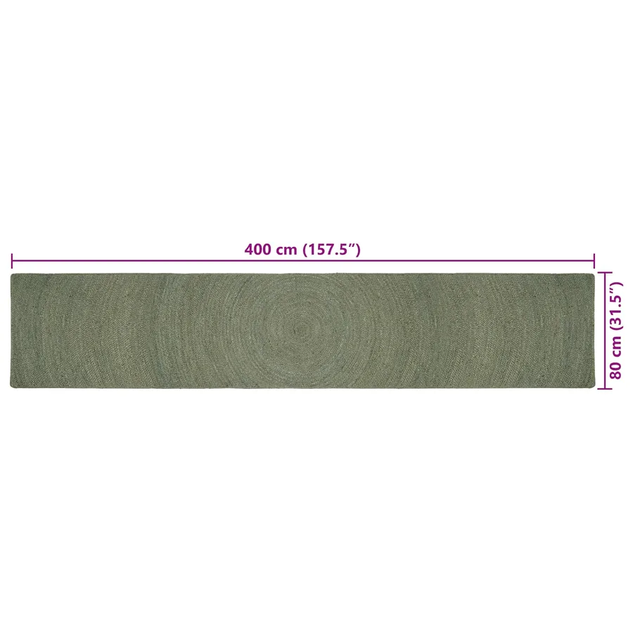 Tapis de surface Vert olive 80 x 400 cm Jute - 7