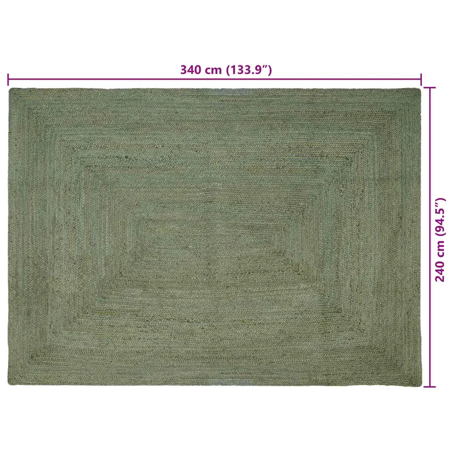 Tapis de surface Rectangulaire Vert olive 240 x 340 cm Jute - 7