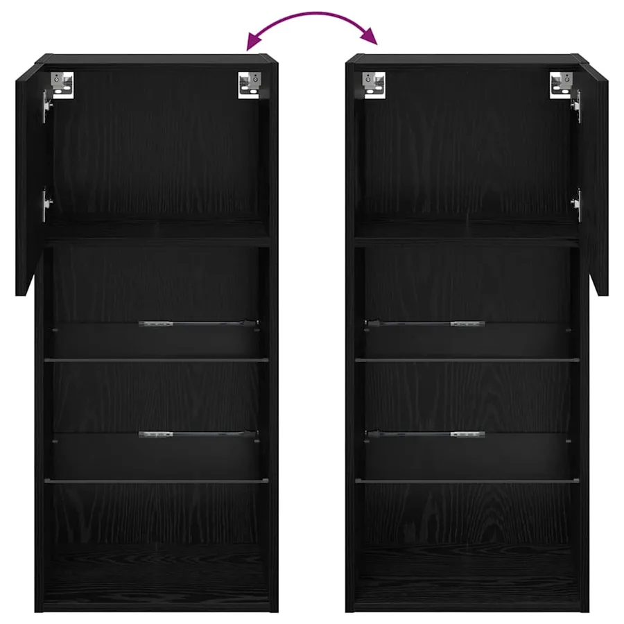 Meubles TV muraux avec LED 2 pcs Chêne noir 40,5 x 30 x 90 cm - 14