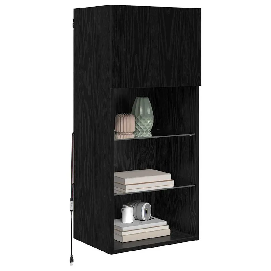Meubles TV muraux avec LED 2 pcs Chêne noir 40,5 x 30 x 90 cm - 3