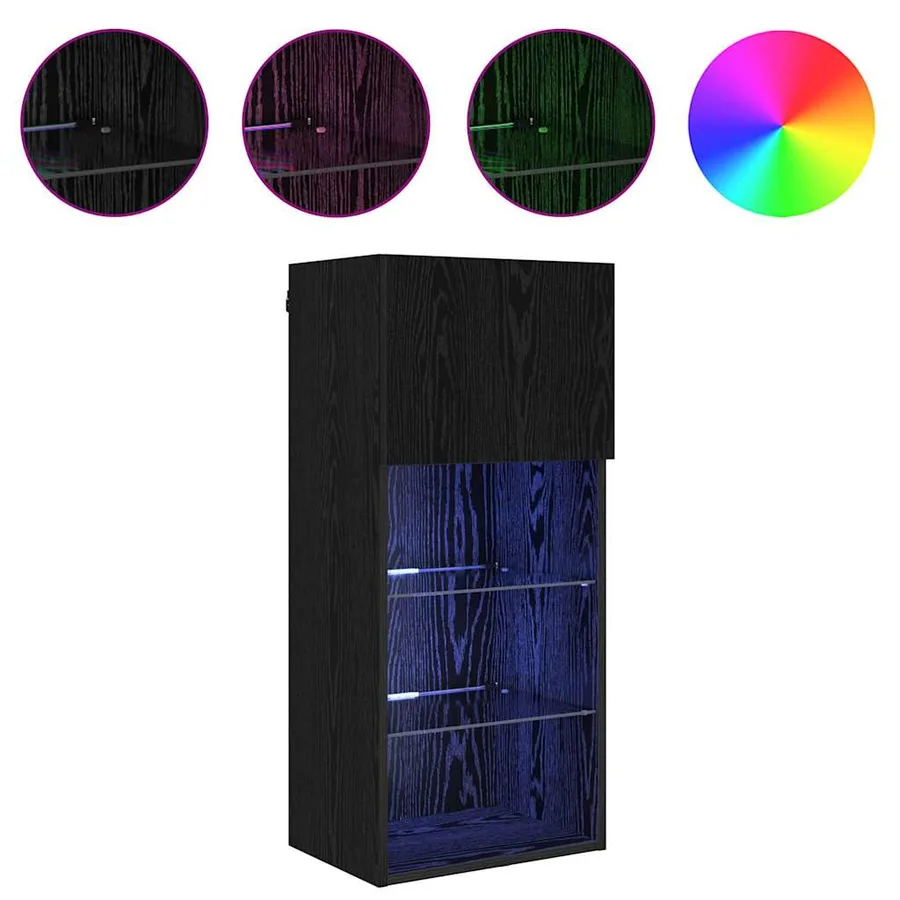 Meubles TV muraux avec LED 2 pcs Chêne noir 40,5 x 30 x 90 cm - 4