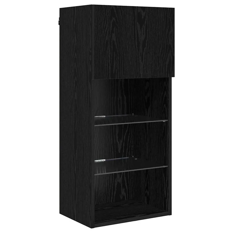 Meubles TV muraux avec LED 2 pcs Chêne noir 40,5 x 30 x 90 cm - 6