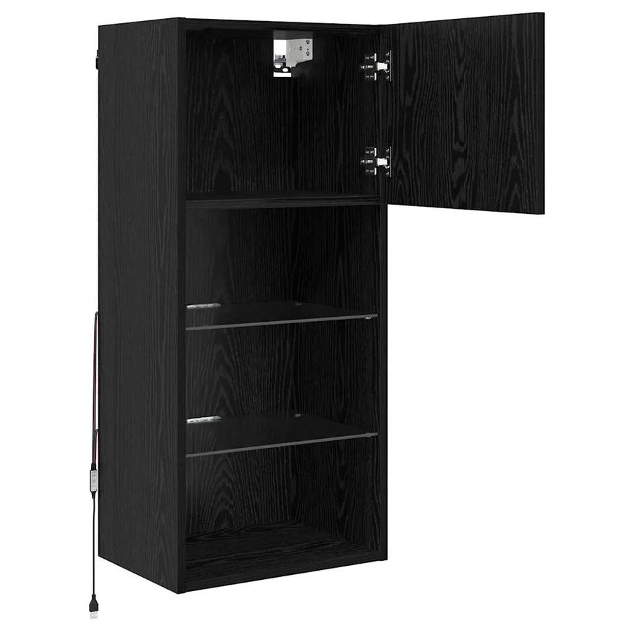 Meubles TV muraux avec LED 2 pcs Chêne noir 40,5 x 30 x 90 cm - 7