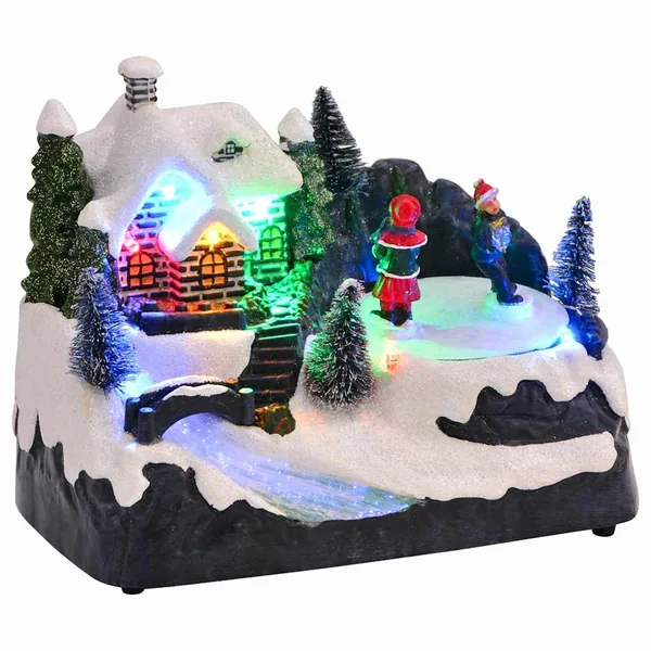 Village de Noël mini 16 x 11,5 x 13 cm Plastique Multicolore
