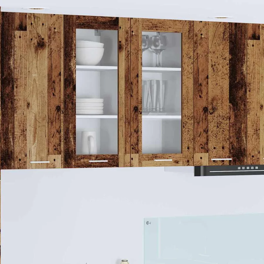 Armoire suspendue avec porte 2 pcs Bois ancien 40 x 31 x 80 cm