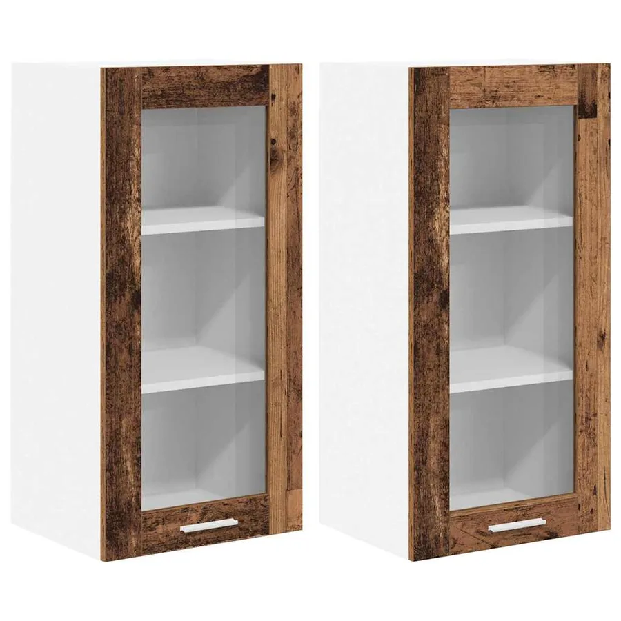 Armoire suspendue avec porte 2 pcs Bois ancien 40 x 31 x 80 cm - 2