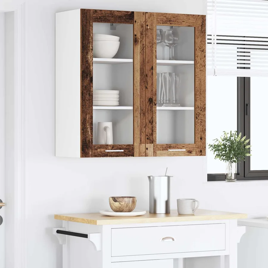 Armoire suspendue avec porte 2 pcs Bois ancien 40 x 31 x 80 cm - 4