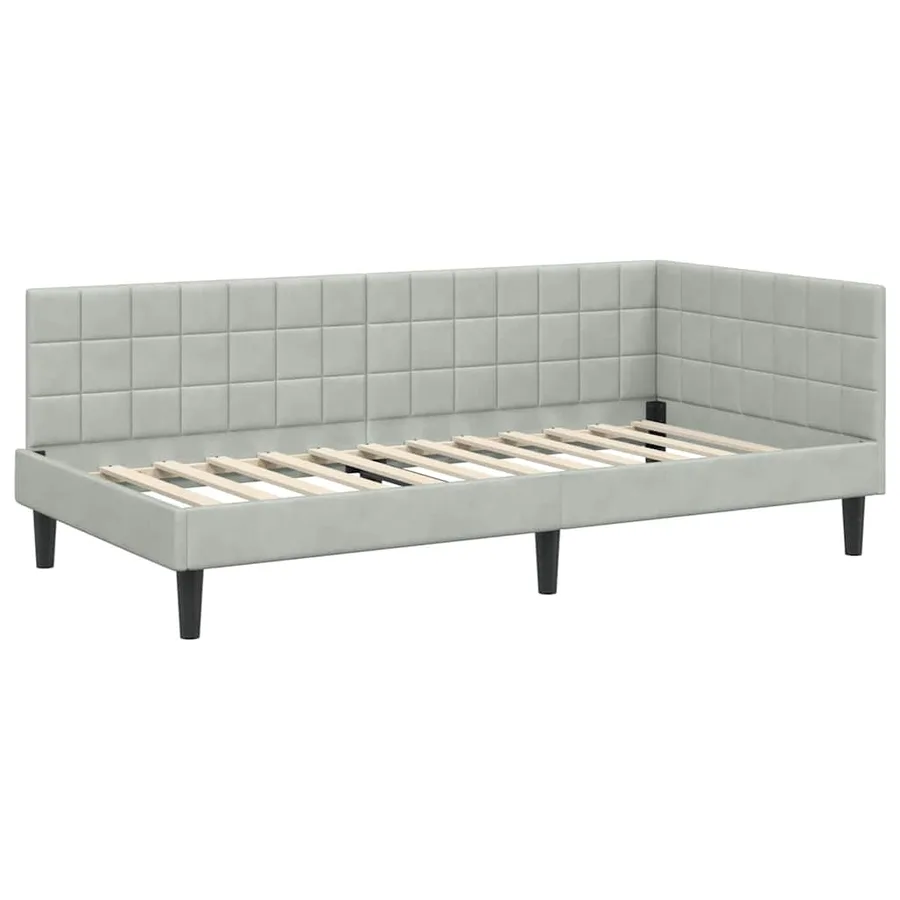 Cadre de lit d'angle Gris clair 90 cm x 190 cm Velours - 4