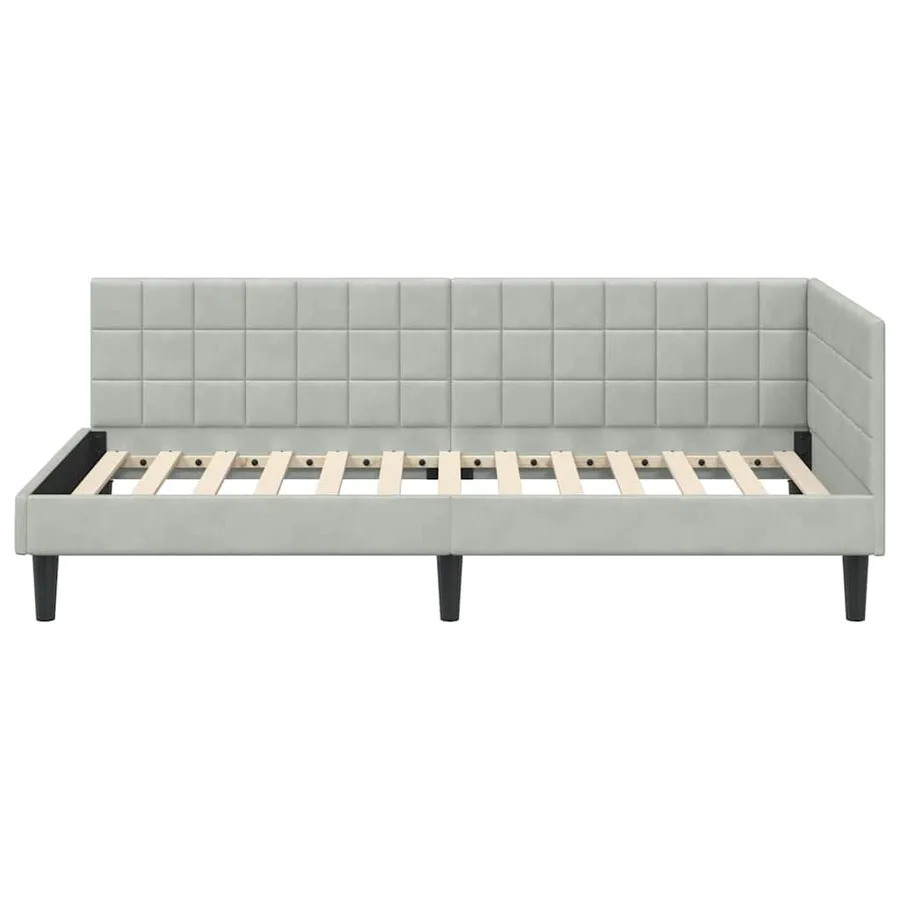 Cadre de lit d'angle Gris clair 90 cm x 190 cm Velours - 5