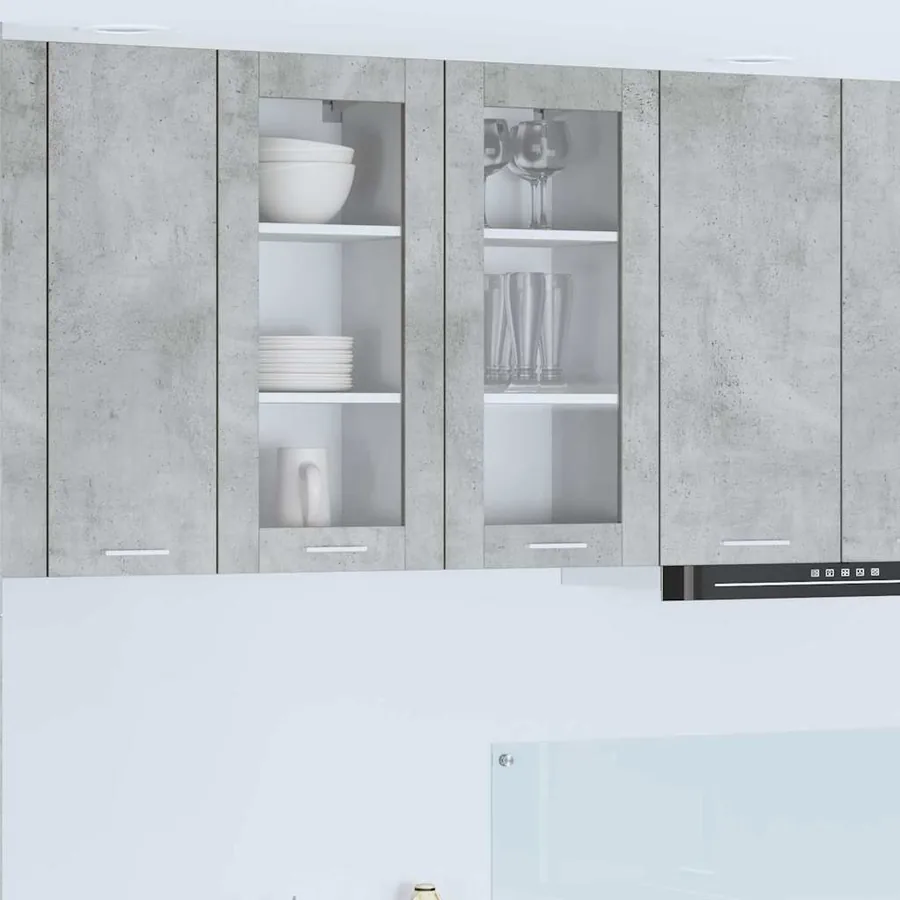 Armoire suspendue avec porte 2 pcs Gris béton 40 x 31 x 80 cm