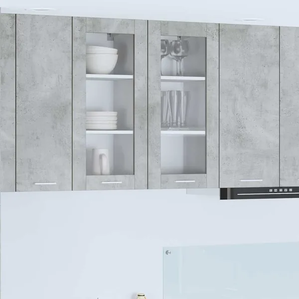 Armoire suspendue avec porte 2 pcs Gris béton 40 x 31 x 80 cm