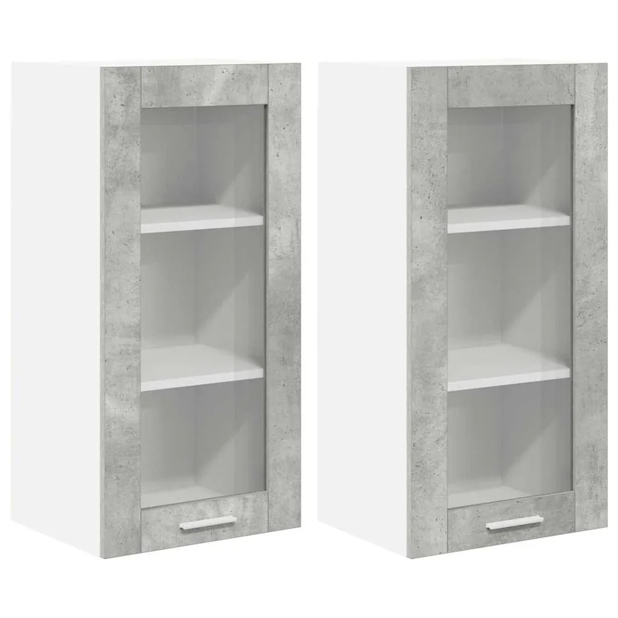 Armoire suspendue avec porte 2 pcs Gris béton 40 x 31 x 80 cm - 2