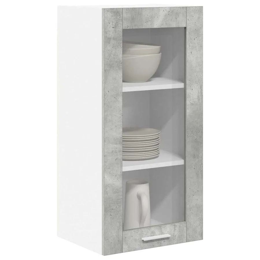 Armoire suspendue avec porte 2 pcs Gris béton 40 x 31 x 80 cm - 3
