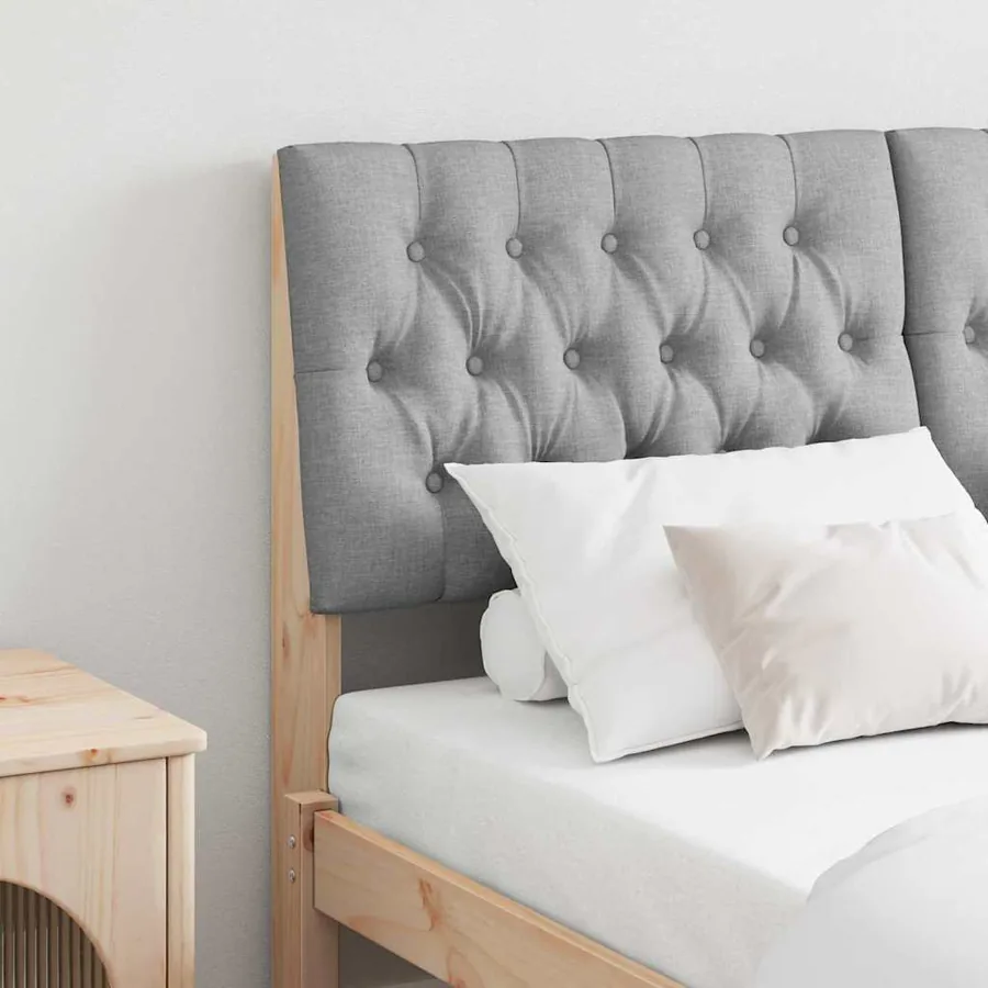Tête de lit capitonnée Gris clair 140 cm Pin massif