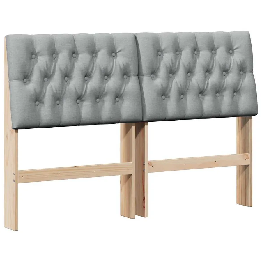 Tête de lit capitonnée Gris clair 140 cm Pin massif - 2