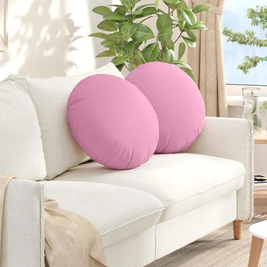 Coussins de siège 2 pcs Rose Ø50 x 19 cm tissu