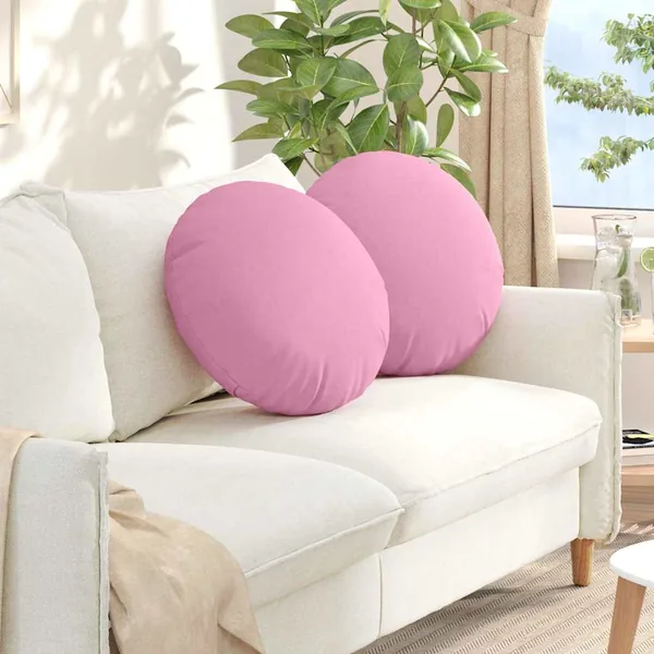 Coussins de siège 2 pcs Rose Ø50 x 19 cm tissu