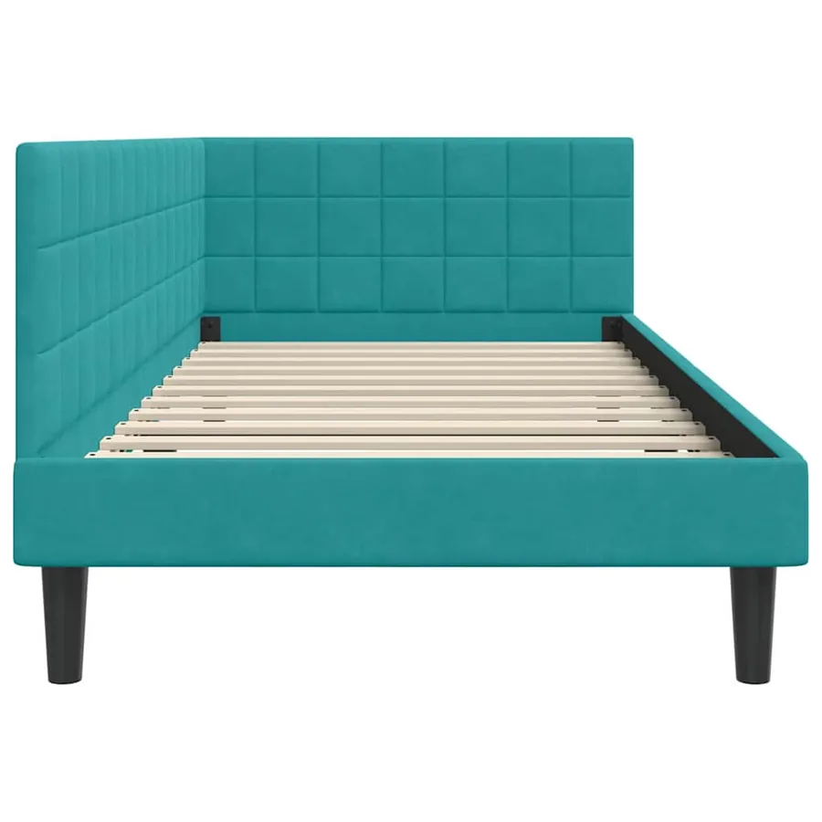 Cadre de lit d'angle Turquoise 90 cm x 190 cm Velours - 6