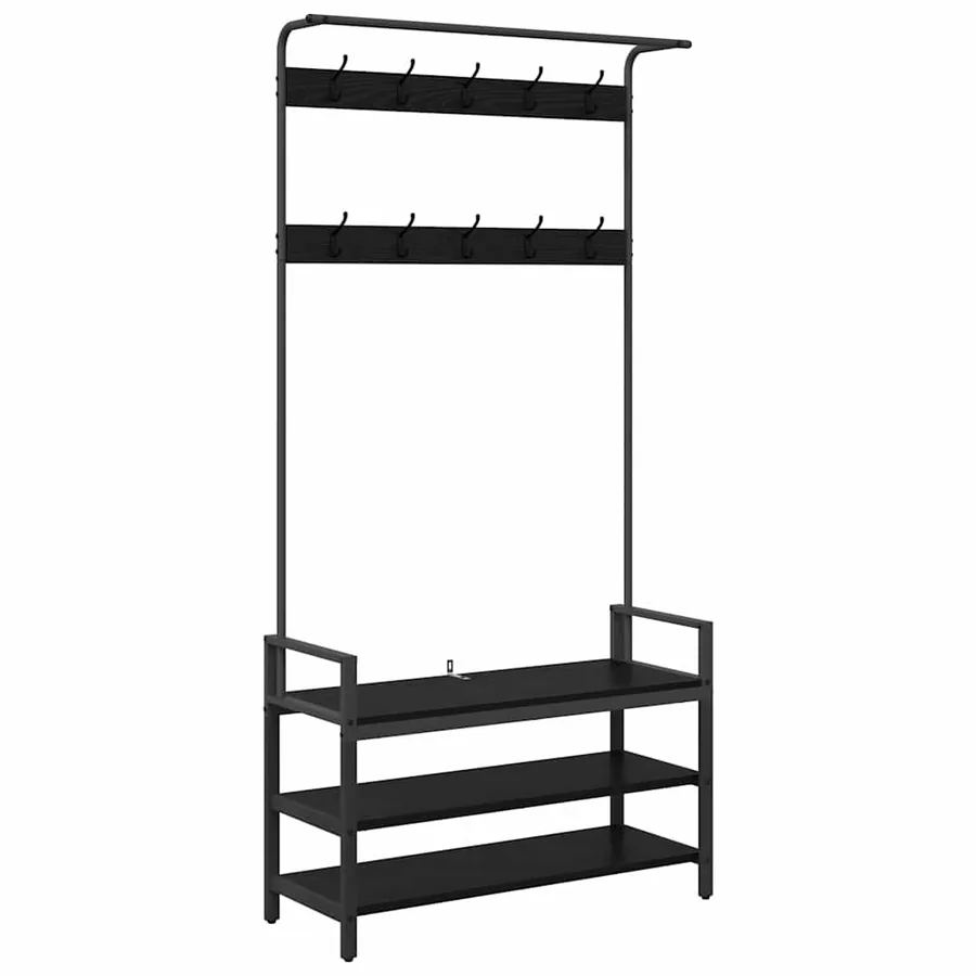 Porte-manteau Chêne noir 95 x 34 x 184 cm Bois d'ingénierie - 2