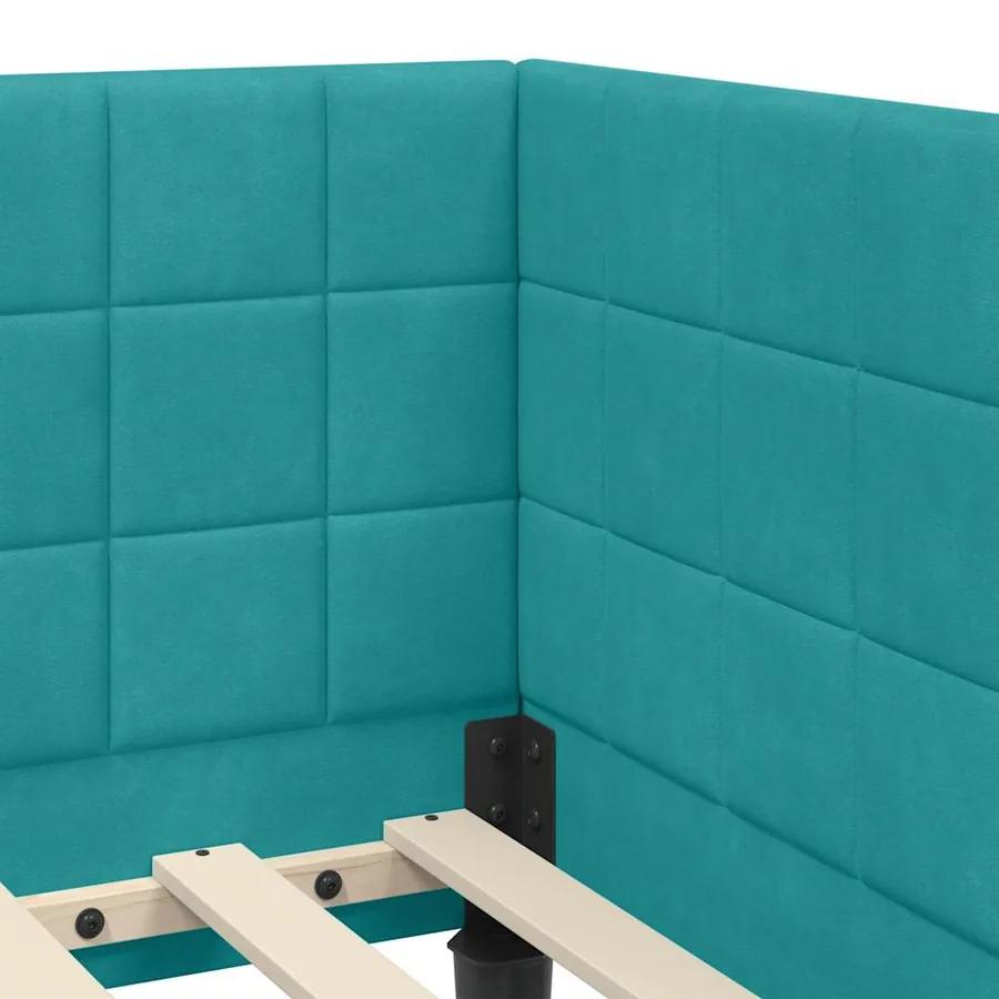 Cadre de lit d'angle avec matelas 2 pcs Turquoise Velours - 10