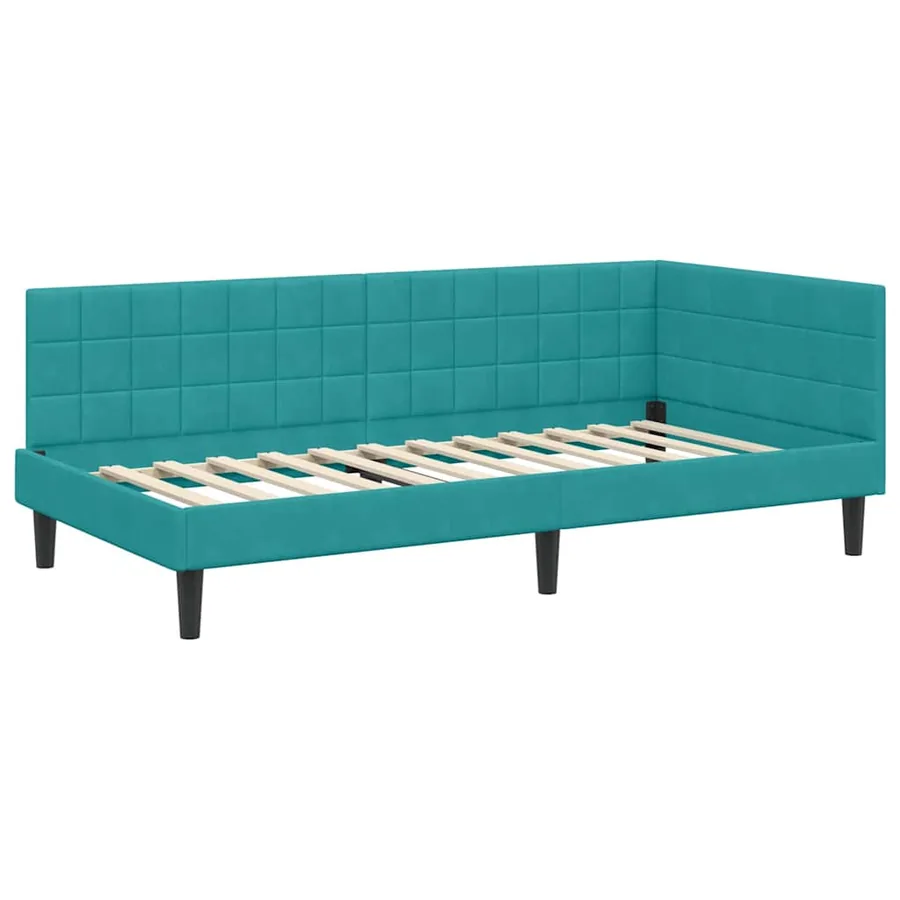Cadre de lit d'angle avec matelas 2 pcs Turquoise Velours - 6
