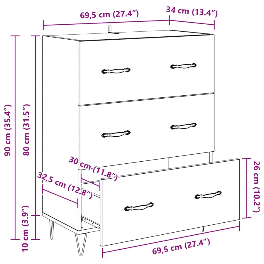Buffet Chêne artisanal 69,5 x 34 x 90 cm - 15