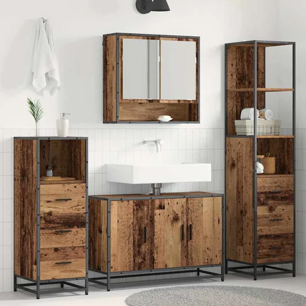 Ensemble de mobilier de salle de bain 4 pcs Bois Ancien
