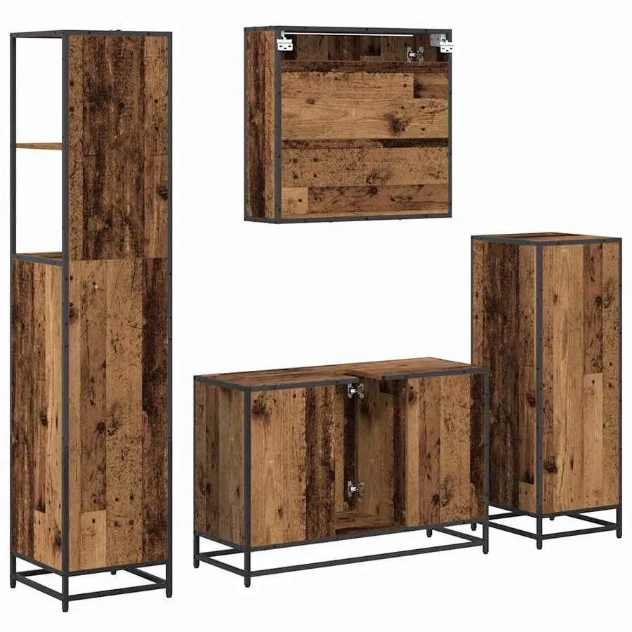 Ensemble de mobilier de salle de bain 4 pcs Bois Ancien - 8