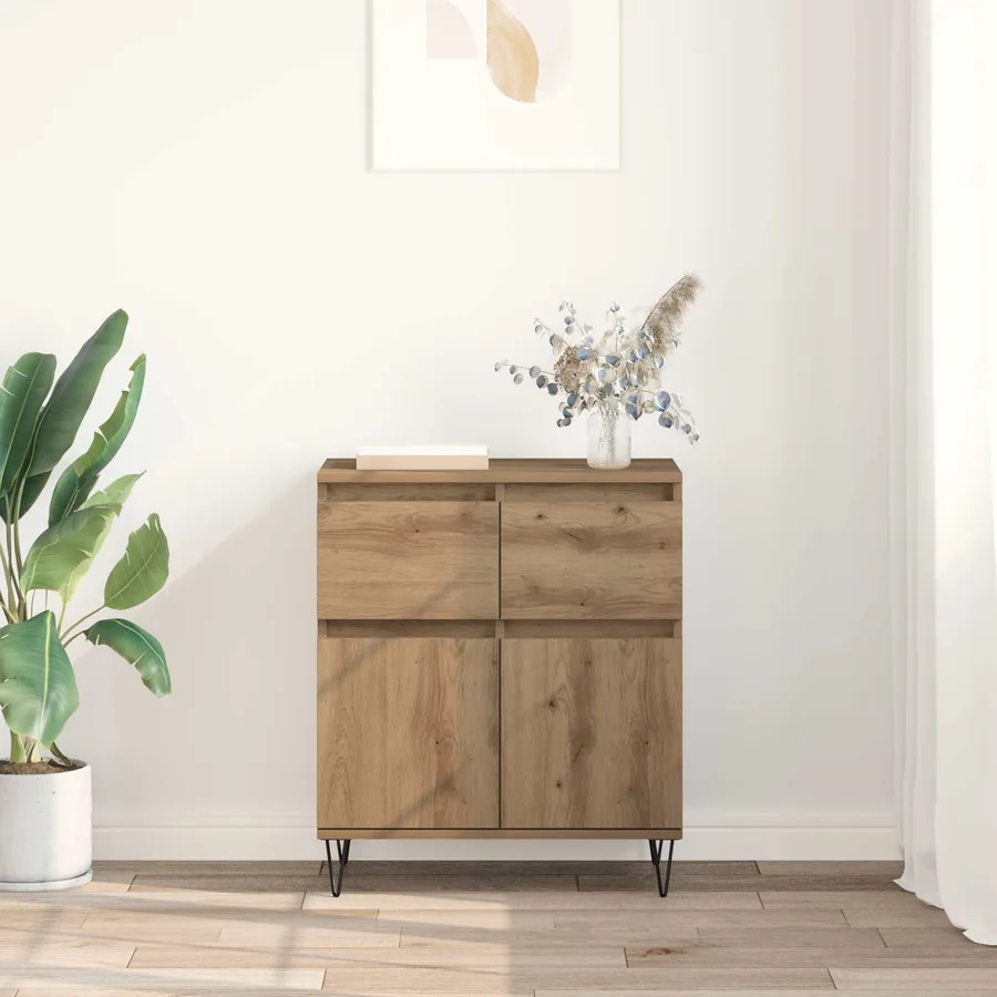 Buffet Chêne artisanal 60 x 35 x 70 cm Bois d'ingénierie et fer - 4